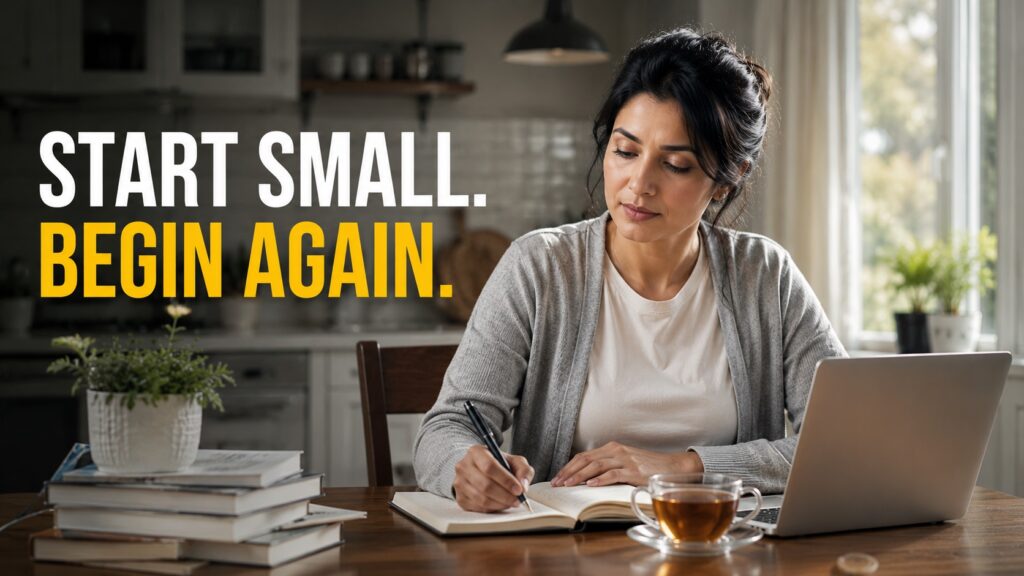Woman planning her return to work after a career break from home.